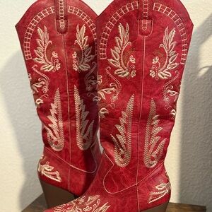 Red Embroidered Cowboy Boots